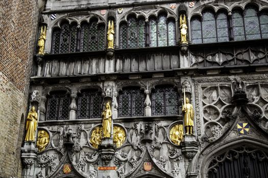 Basilica of the blood in the city of Bruges, detail of religious building