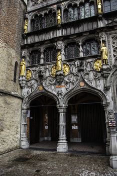 Basilica of the blood in the city of Bruges, detail of religious building