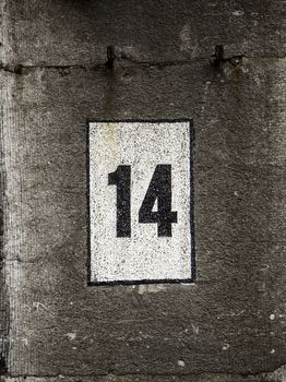 Number fourteen of information, detail of even number, address