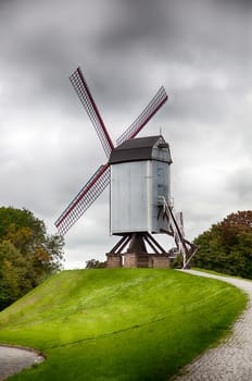 Old mill in Bruges, detail of windmill, world heritage site