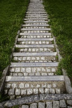 Medieval stone stairs, detail of stone steps