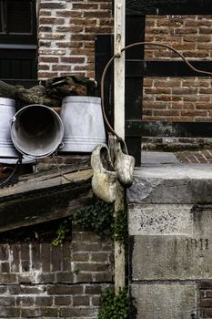 Dutch wooden clogs, wooden shoe detail