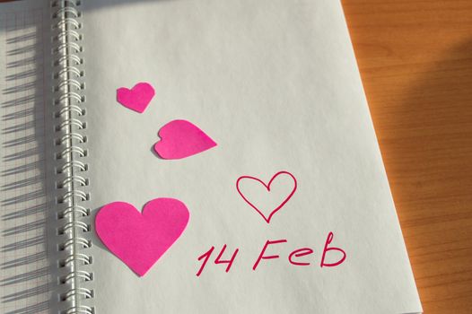 Notebook with hearts-free place for text Valentine's Day