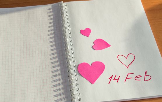 Notebook with hearts-free place for text Valentine's Day