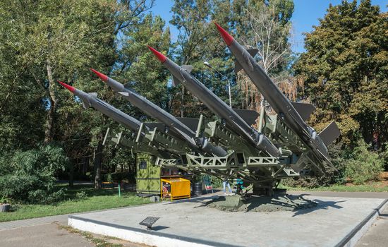 Odessa, Ukraine - 09.18.2018. Memorial of the heroic defense of Odessa in a sunny summer day. Coastal artillery no. 411