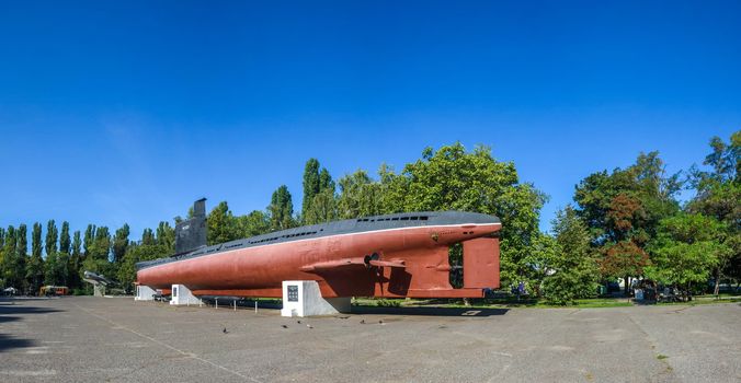 Odessa, Ukraine - 09.18.2018. Memorial of the heroic defense of Odessa in a sunny summer day. Coastal artillery no. 411