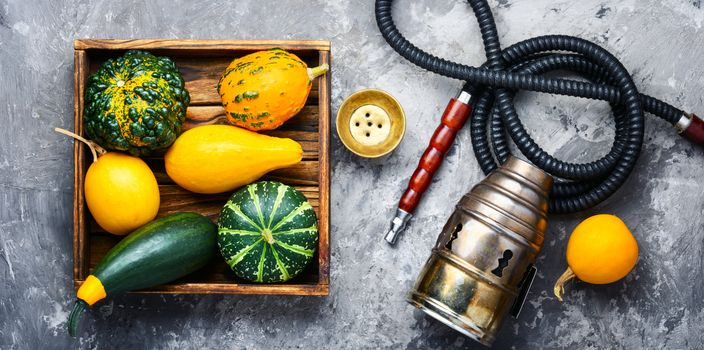 East shisha hookah with aroma pumpkin for relax.Pumpkin shisha