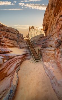 Sandy canyon in desert of Sinai