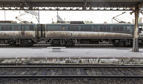 Train station, detail of a transport train station, public transport