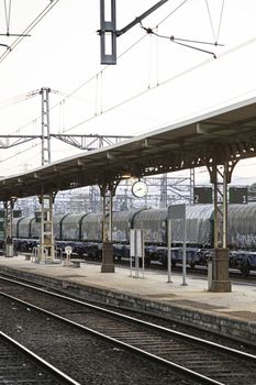 Train station, detail of a transport train station, public transport