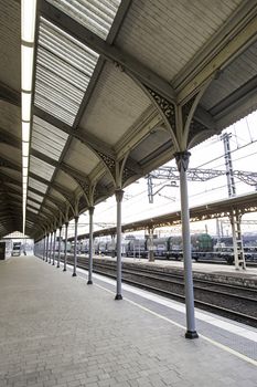 Train station, detail of a transport train station, public transport