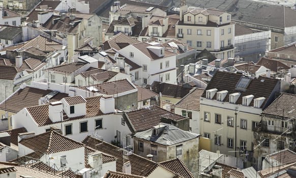 Panoramic view of Lisbon, detail of the capital of Portugal, to...