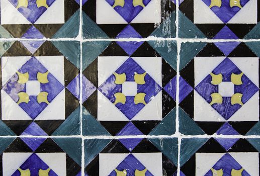 Typical decorative tiles, antique tiles detail Lisbon, art and decoration