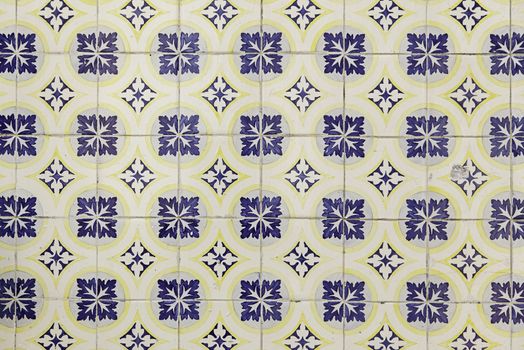 Typical decorative tiles, antique tiles detail Lisbon, art and decoration