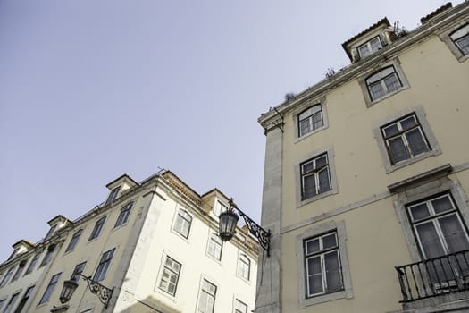Lisbon old facade, detail of an old street portugal, tourism