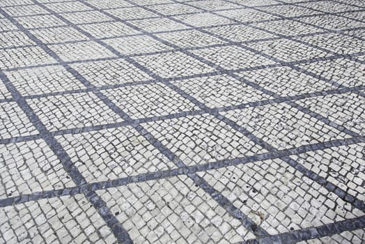 Mosaic floor, detail of a typical floor of the streets of Lisbon