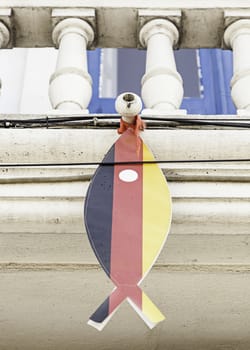 Fish with the flag of Germany, detail of a decoration