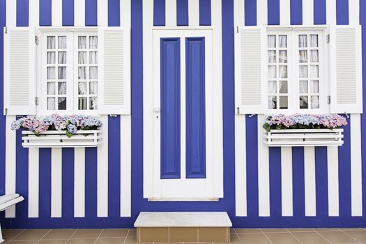 Detail of a typical facade of Aveiro, Portugal Typical decoration, architecture