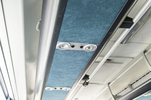 Interior of a bus, detail of a modern bus, public transportation