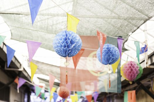 Paper lanterns, detail of a decoration in a celebration