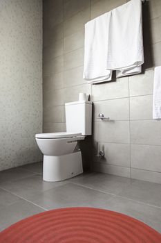 Modern bathroom, detail of a decorated bathroom, modernist architecture