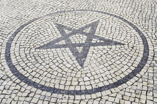 Mosaic floor, detail of a typical floor of the streets of Lisbon