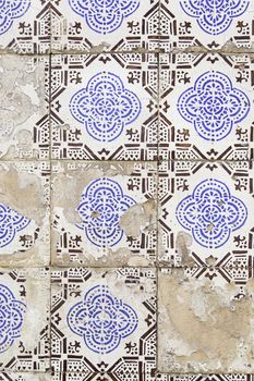 Typical decorative tiles, antique tiles detail Lisbon, art and decoration