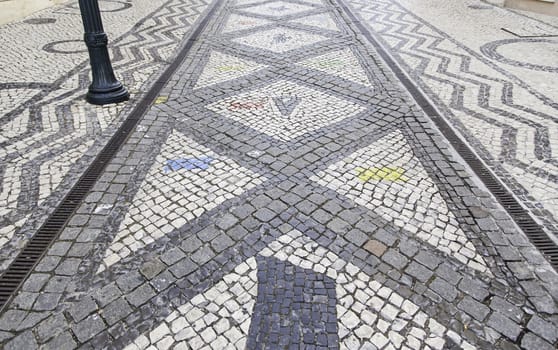 Mosaic floor, detail of a typical floor of the streets of Lisbon
