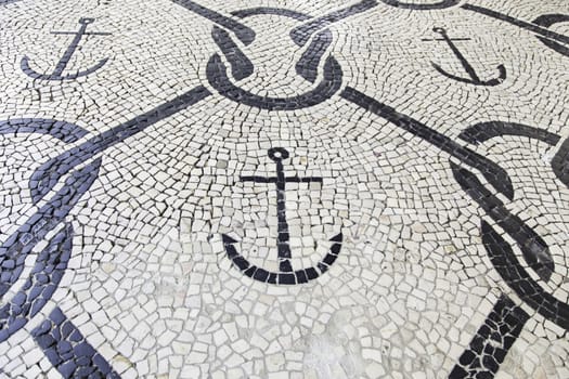 Mosaic floor, detail of a typical floor of the streets of Lisbon