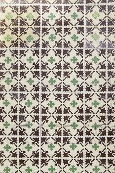Typical decorative tiles, antique tiles detail Lisbon, art and decoration