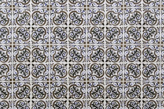 Typical decorative tiles, antique tiles detail Lisbon, art and decoration