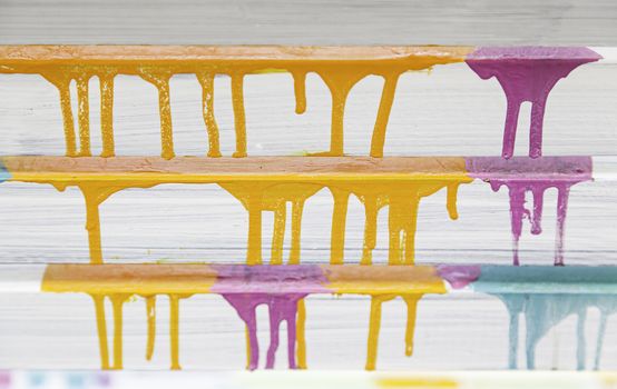 Spilled paint on wood, painted wood detail, decoration