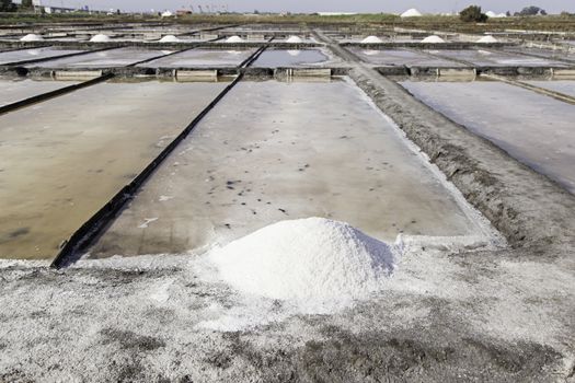 Natural salt mines, detail extraction of salt, water