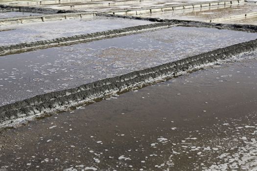 Natural salt mines, detail extraction of salt, water
