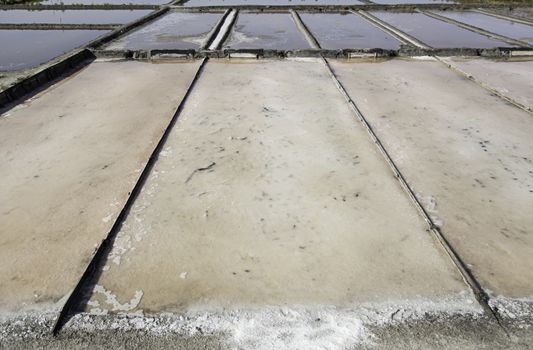 Natural salt mines, detail extraction of salt, water