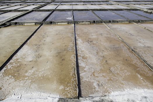 Natural salt mines, detail extraction of salt, water