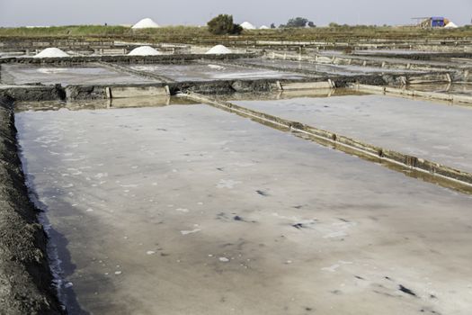 Natural salt mines, detail extraction of salt, water