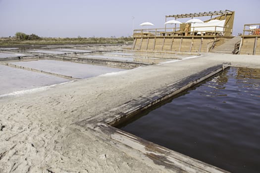 Natural pools of salt, detail of a natural swimming pool, health therapy