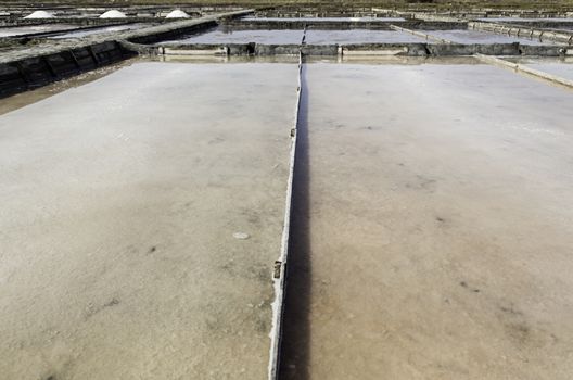 Natural salt mines, detail extraction of salt, water