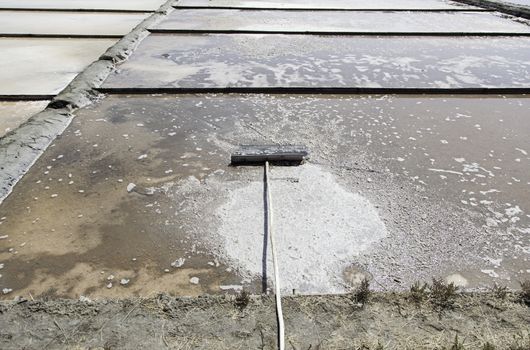 Natural salt mines, detail extraction of salt, water