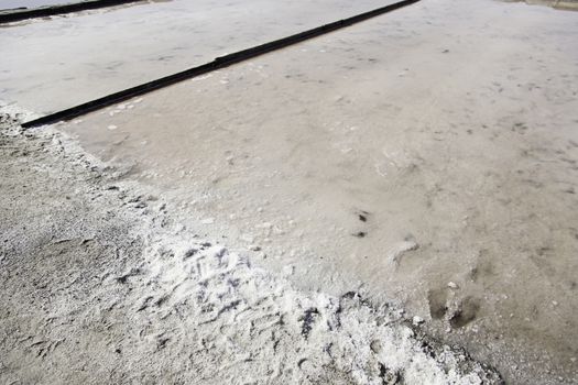 Natural salt mines, detail extraction of salt, water