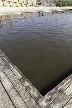 Natural pools of salt, detail of a natural swimming pool, health therapy