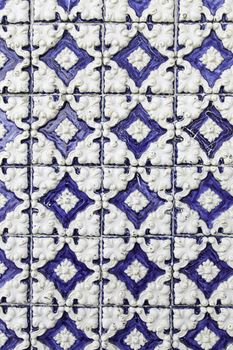 Typical decorative tiles, antique tiles detail Lisbon, art and decoration