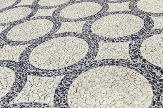 Mosaic floor, detail of a typical floor of the streets of Lisbon