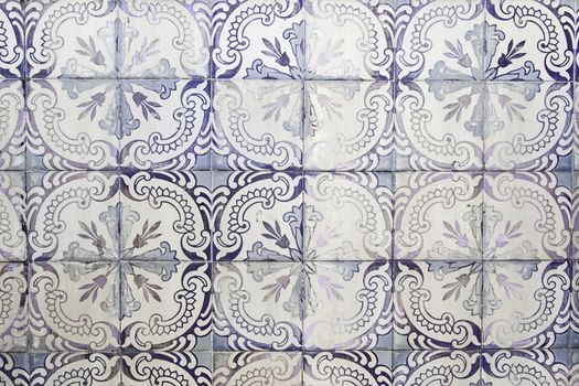 Typical decorative tiles, antique tiles detail Lisbon, art and decoration