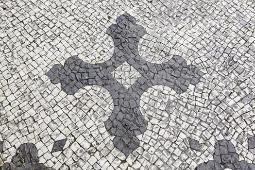 Mosaic floor, detail of a typical floor of the streets of Lisbon