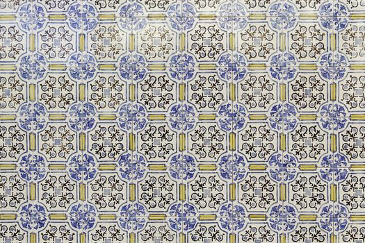 Typical decorative tiles, antique tiles detail Lisbon, art and decoration