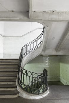Spiral stairs ancient old market in Lisbon