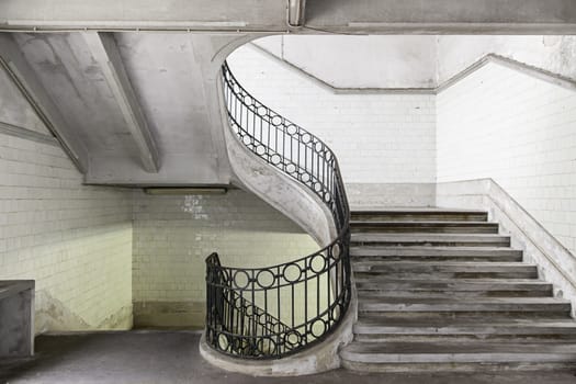 Spiral stairs ancient old market in Lisbon