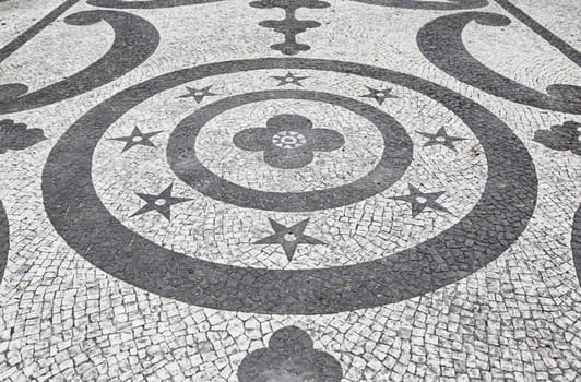 Mosaic floor, detail of a typical floor of the streets of Lisbon